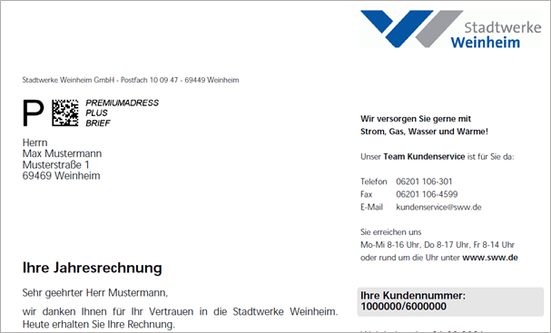 Kundennummer auf der Rechnung finden