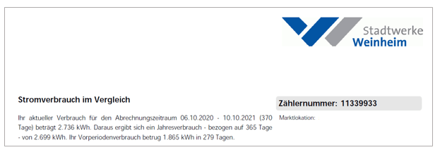 Zählernummer auf der Rechnung finden