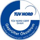 Gepruefter Oekostrom TNCERT VdTUEV Standard 1304 D  Farbe Web